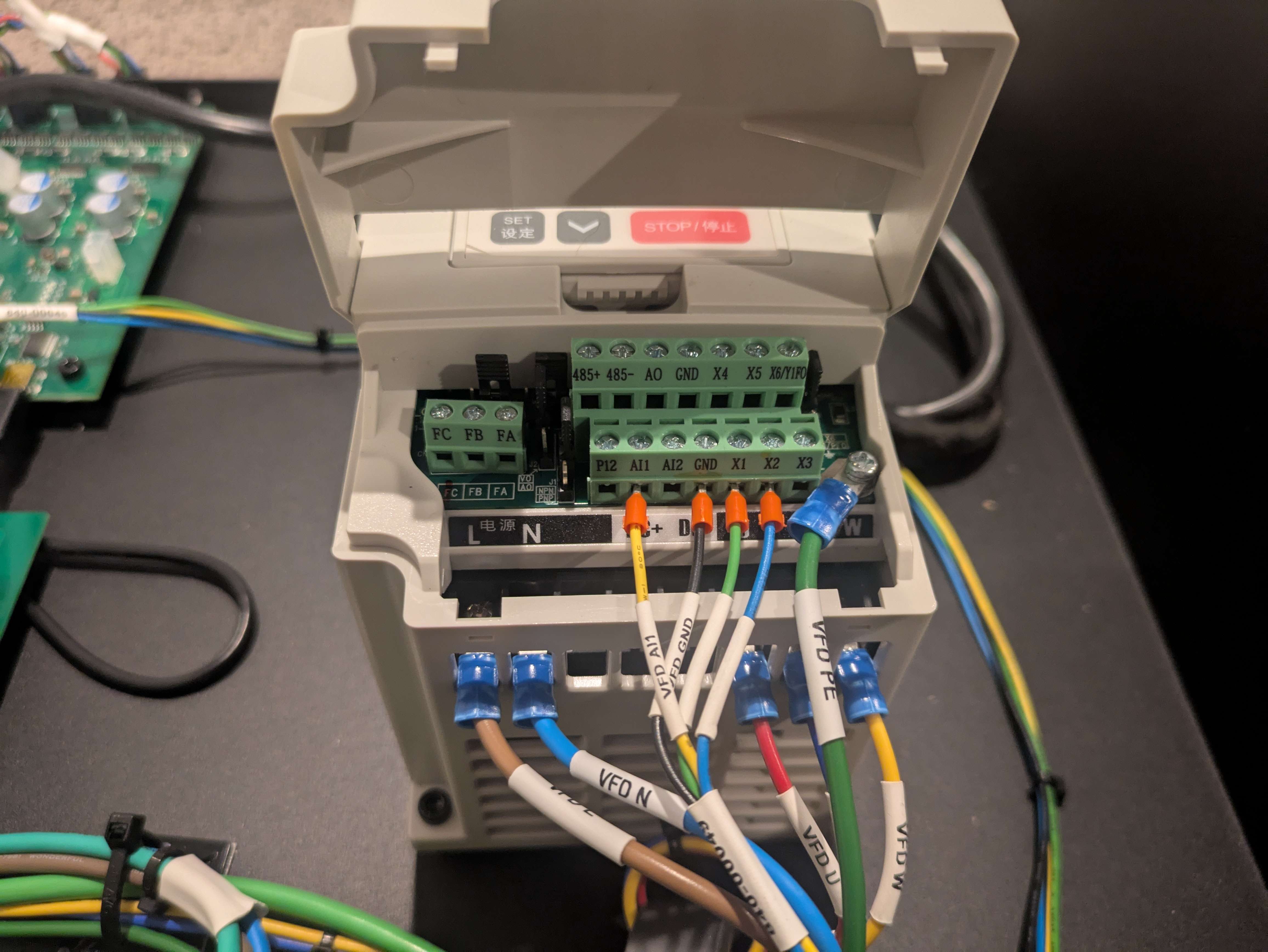 Variable frequency drive inside the X-Carve Pro enclosure